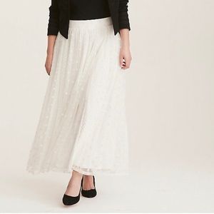 Torrid IVORY LACE & POLKA DOT MESH MAXI SKIRT